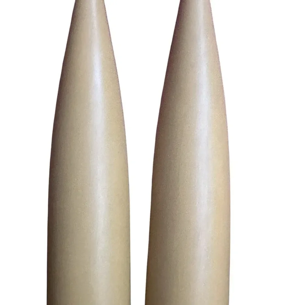 Vintage Danish Modern Wood Candle Holder Pair Made In Denmark MCM Mid Mod